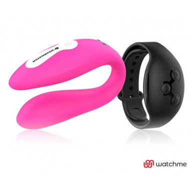 Розовый вибратор для пар с черным пультом-часами Weatwatch Dual Pleasure Vibe, фото