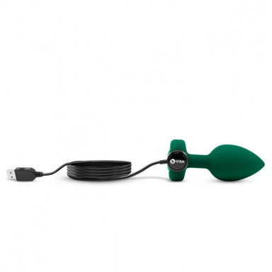 Зеленая анальная вибровтулка с кристаллом Vibrating Jewel Plug M/L - 10,5 см. фото 4