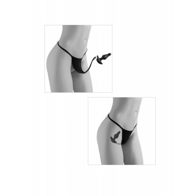 Черные трусики Remote Bowtie Bikini XL-XXL с вибрацией и анальным стимулятором фото 7