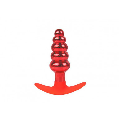 Красная анальная втулка в виде ёлочки - 10,9 см., фото