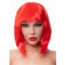 Красный парик-каре с челкой, фото