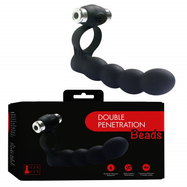 Черная вибронасадка для двойного проникновения Double Penetration Beads фото 2