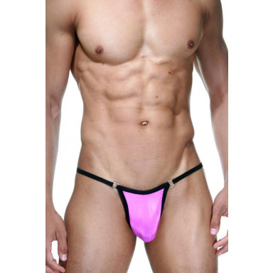 Яркие мужские трусы-стринги, L-XL, розовый, черный, фото