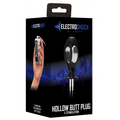Черный электростимулятор с проводящей насадкой E-Stim Hollow Butt Plug - 7,8 см. фото 4