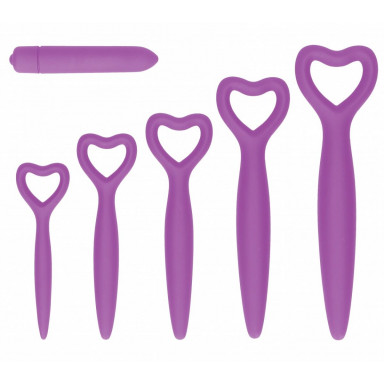 Набор фиолетовых вагинальных расширителей с вибропулей Silicone Vaginal Dilator Set, фото