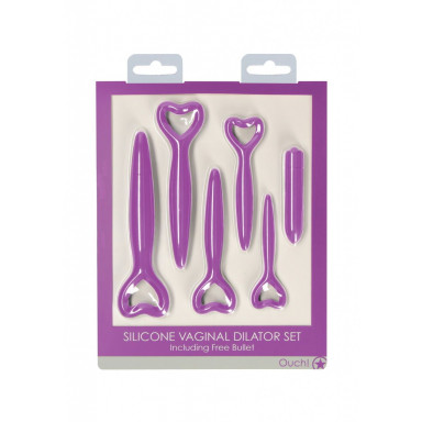 Набор фиолетовых вагинальных расширителей с вибропулей Silicone Vaginal Dilator Set фото 2