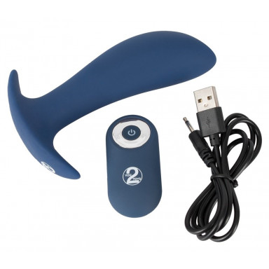 Синяя анальная втулка с вибрацией Vibrating Butt Plug - 12 см. фото 2