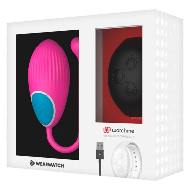 Розовое виброяйцо с черным пультом-часами Wearwatch Egg Wireless Watchme фото 2