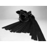 Черная замшевая плеть с лаковой розой в рукояти - 40 см., фото