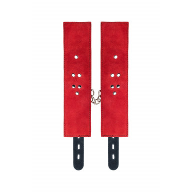 Красно-черные кожаные наручники со сцепкой фото 9