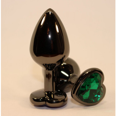 Чёрная пробка с зеленым сердцем-кристаллом - 7 см., фото