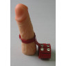 Красный кожаный поводок на пенис с кнопками, фото
