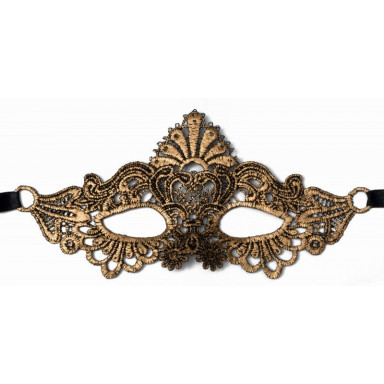 Золотистая женская карнавальная маска фото 2