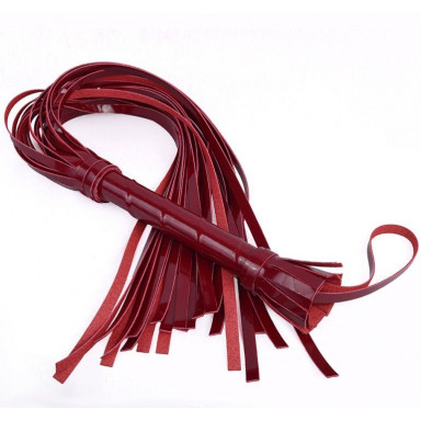 Бордовая лаковая плеть с ручкой - 65 см., фото