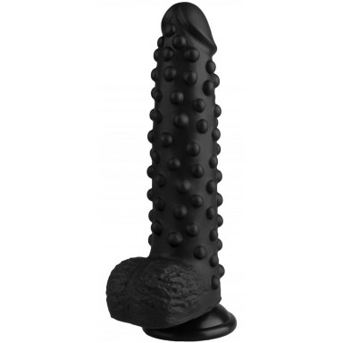 Черный анальный фаллоимитатор с пупырышками - 23,5 см., фото
