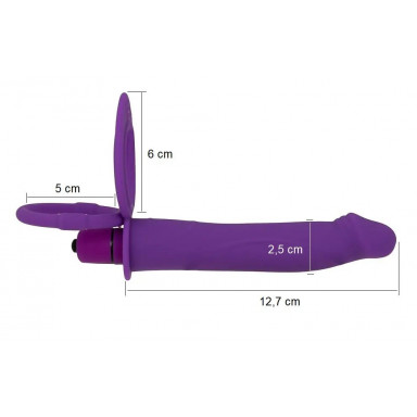 Фиолетовая вибронасадка для двойного проникновения с 2 эрекционными кольцами - 12,7 см. фото 3