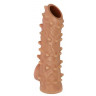 Телесная насадка с шипами и открытой головкой Nude Sleeve M - 12 см., фото