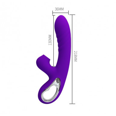 Фиолетовый вибратор Jersey с вакуумной стимуляцией - 21,8 см. фото 6