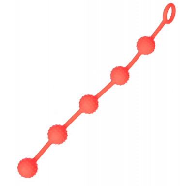 Красная анальная цепочка с кольцом - 30 см., фото