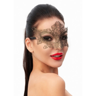 Роскошная золотистая женская карнавальная маска, фото