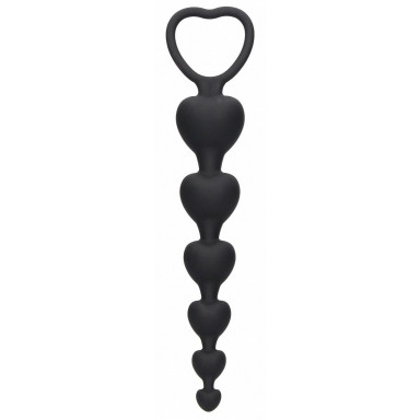 Черная анальная елочка Anal Heart Beads - 18,5 см., фото