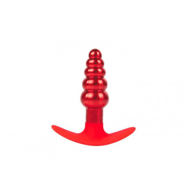 Красная анальная втулка из металла и силикона - 9,6 см., фото