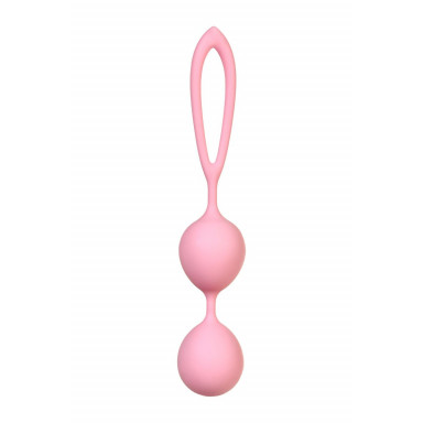 Розовые силиконовые вагинальные шарики с ограничителем-петелькой фото 2