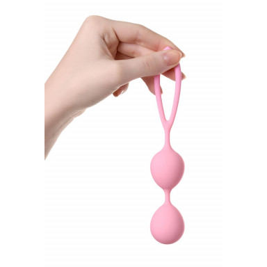 Розовые силиконовые вагинальные шарики с ограничителем-петелькой фото 3