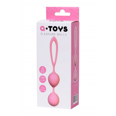 Розовые силиконовые вагинальные шарики с ограничителем-петелькой фото 4