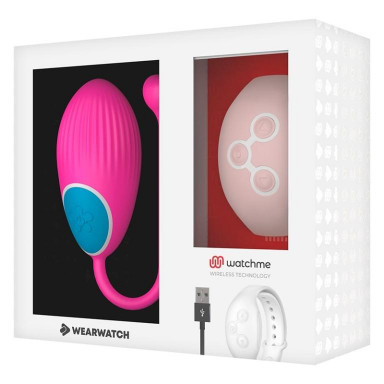 Розовое виброяйцо с нежно-розовым пультом-часами Wearwatch Egg Wireless Watchme фото 2