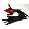 Черная замшевая плеть с красной лаковой розой в рукояти - 40 см., фото