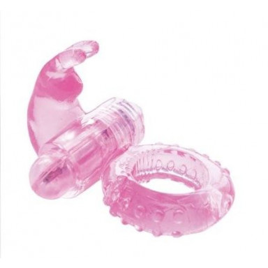 Розовое вибрирующее кольцо с зайчиком, фото