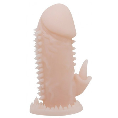 Телесная насадка на пенис со стимулятором клитора - 11,5 см., фото