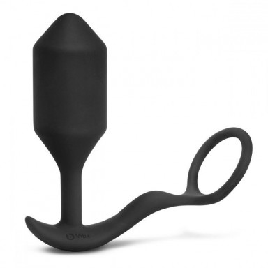 Черная анальная вибропробка с эрекционным кольцом Vibrating Snug Tug XL, фото