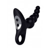 Черный силиконовый анальный вибромассажер-ёлочка с колечком-ограничителем, фото
