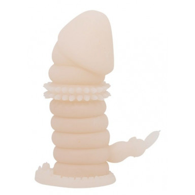 Телесная насадка на пенис со стимулятором клитора - 13 см., фото