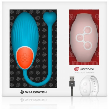 Голубое виброяйцо с нежно-розовым пультом-часами Wearwatch Egg Wireless Watchme фото 2