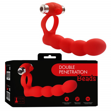 Красная вибронасадка для двойного проникновения Double Penetration Beads фото 2