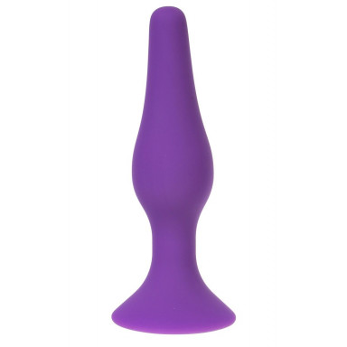 Фиолетовая силиконовая анальная пробка размера L - 12,2 см., фото