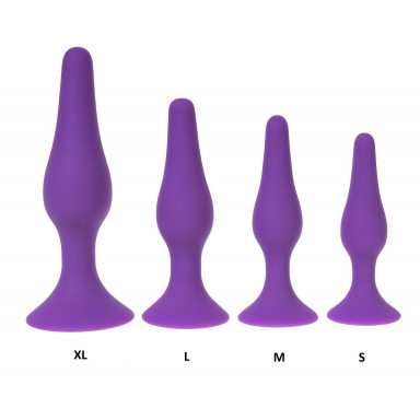 Фиолетовая силиконовая анальная пробка размера L - 12,2 см. фото 2