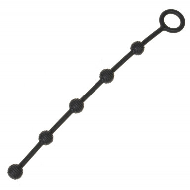 Черная анальная цепочка с кольцом - 30 см., фото