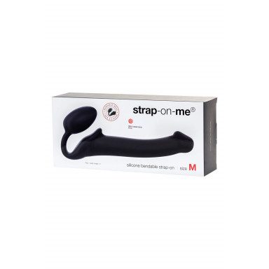 Черный безремневой страпон Silicone Bendable Strap-On M фото 7