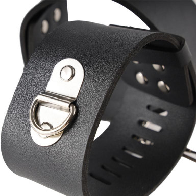 Черные гладкие наручники с металлическими вставками фото 4
