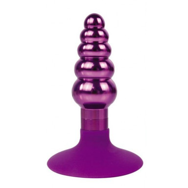 Фиолетовая анальная пробка-елочка с ограничителем - 9 см., фото
