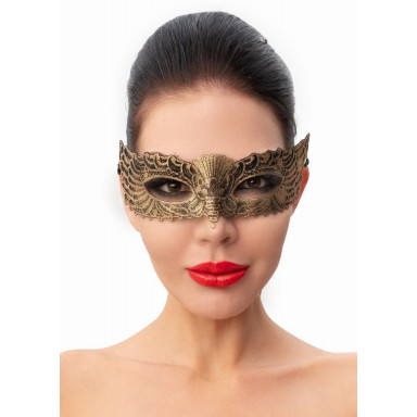 Пикантная золотистая женская карнавальная маска, фото