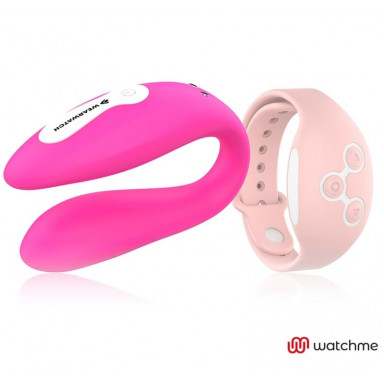 Розовый вибратор для пар с нежно-розовым пультом-часами Weatwatch Dual Pleasure Vibe, фото