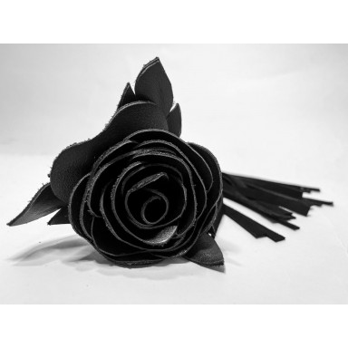 Черная замшевая плеть с розой в рукояти - 40 см. фото 2