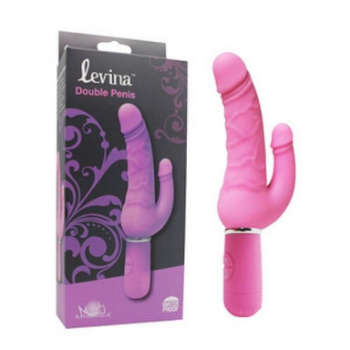 Розовый вибратор Levina Double Penis - 21,5 см. фото 2