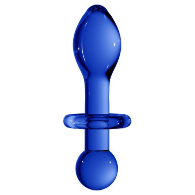 Синяя анальная пробка Chrystalino Rocker - 11,8 см., фото