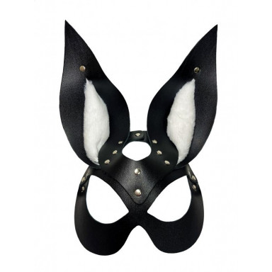 Черная маска зайки с белым мехом на ушках Miss Bunny, фото